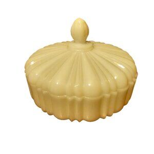 Anchor Hocking Vintage Old Cafe Milk Glass Candy Dish with Lid